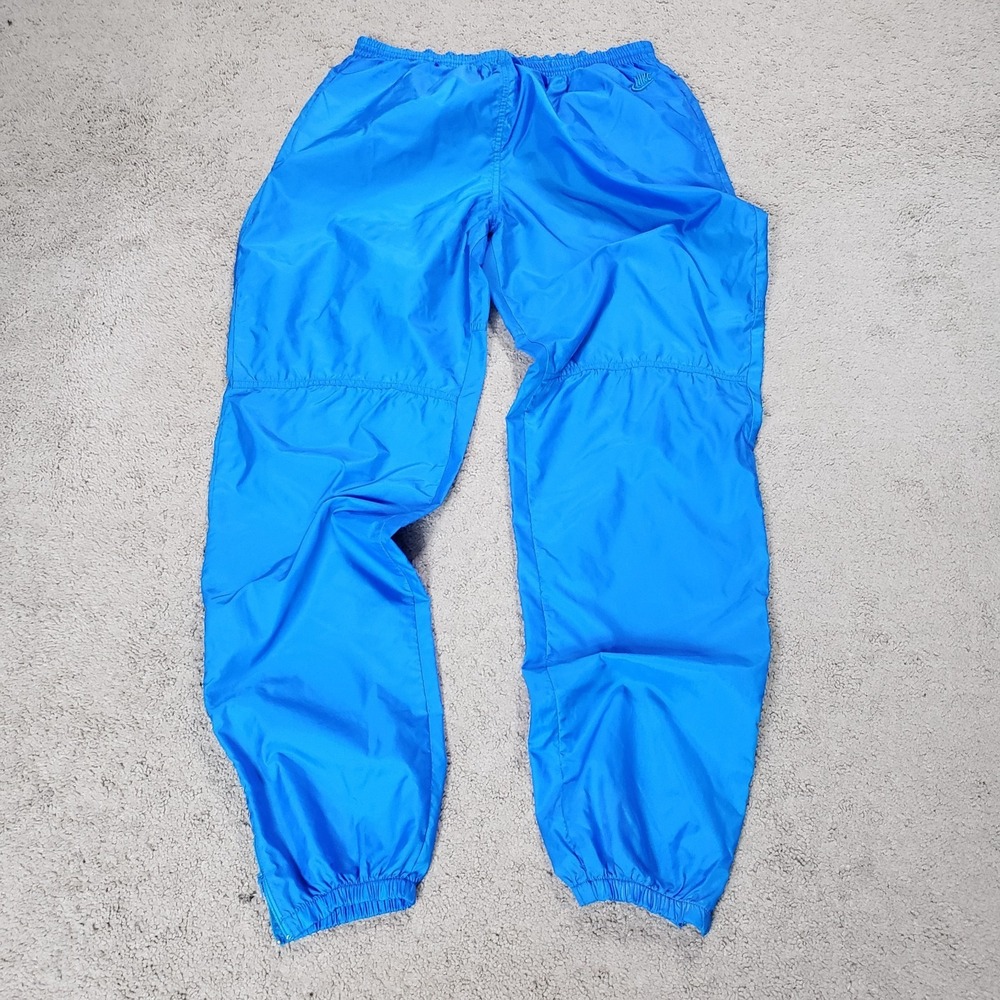 Vintage Nike Windbreaker Track Pants Mens XL Blue Nylon Pockets Ankle Zip 80s